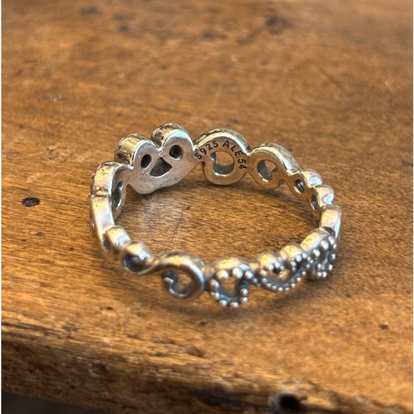 Pandora Swirls of Hearts Ring Size 6 1/2 - Picture 2 of 3